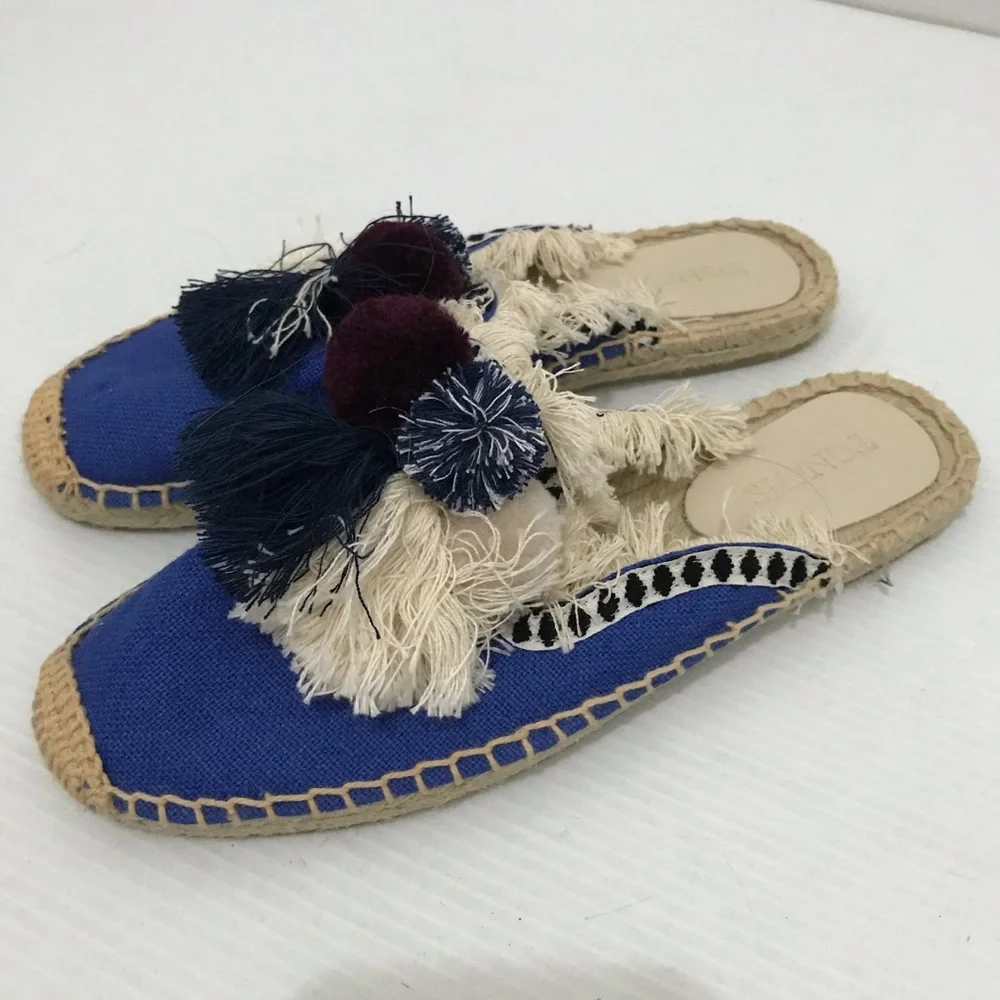 Tonivis Blue and Cream Espadrille mules Size 8